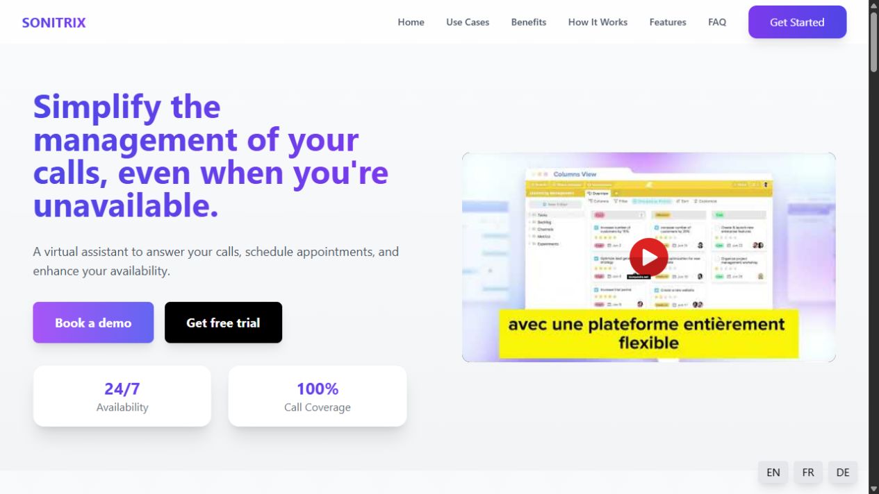Aperçu du site internet Sonitrix